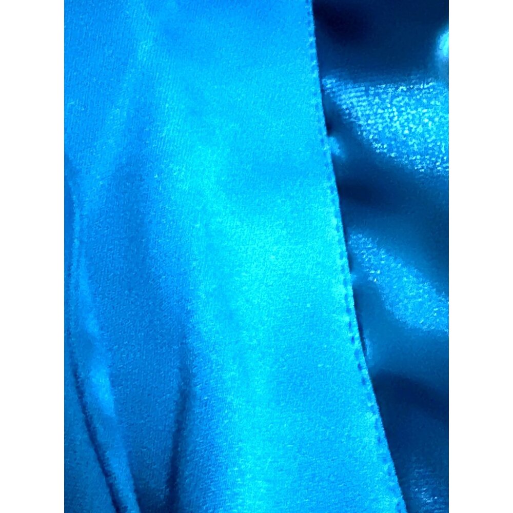 Jackie Jon New York Size 6 Teal Satin Wrap Tie Waist Top Back Zipper Luxe Shine - Picture 12 of 12